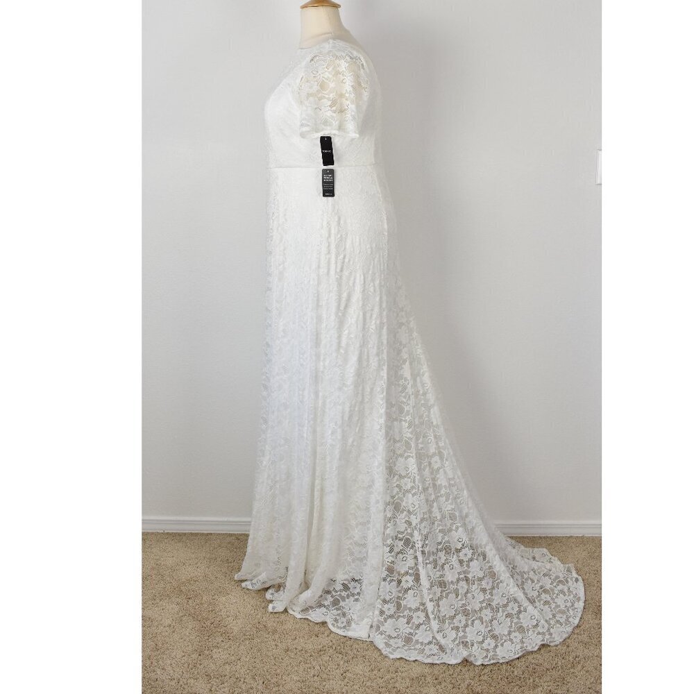 Torrid Ivory Lace Short Sleeve Fit & Flare Wedding Dress NEW - 22 - Picture 7 of 12